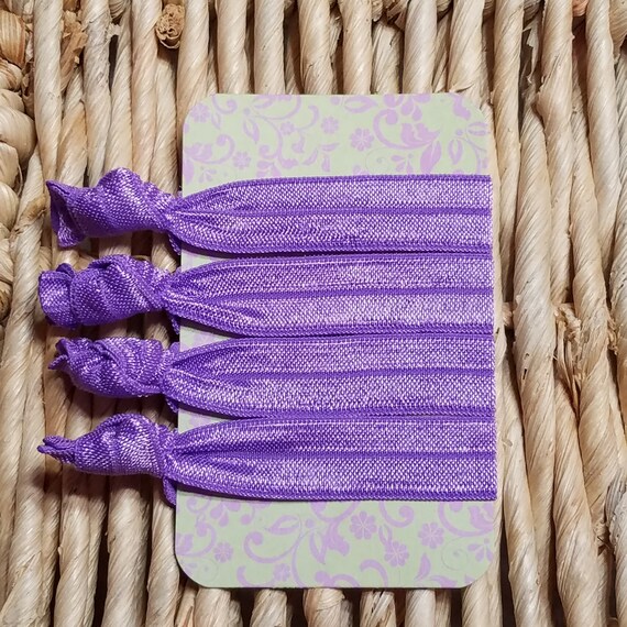 Purple Hair Tie Set 4 Solid Purple Hair Ties Purple Wedding Etsy