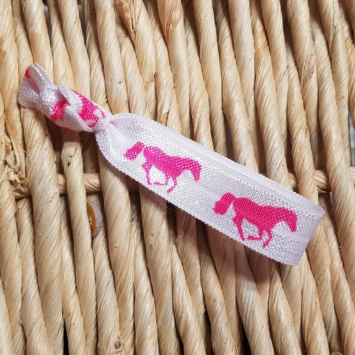 10 Horse Hair Ties Pink & White Horse Print Bulk Hair Ties Etsy