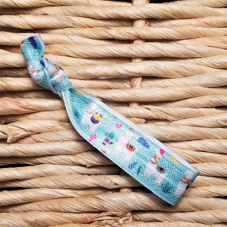 Blue Llama Hair Ties Wedding Party Hair Ties LLAMA Print Hair Tie Set Llama Hair Tie Favor 4 Boho Llama Hair Ties Llama Print Hair Tie