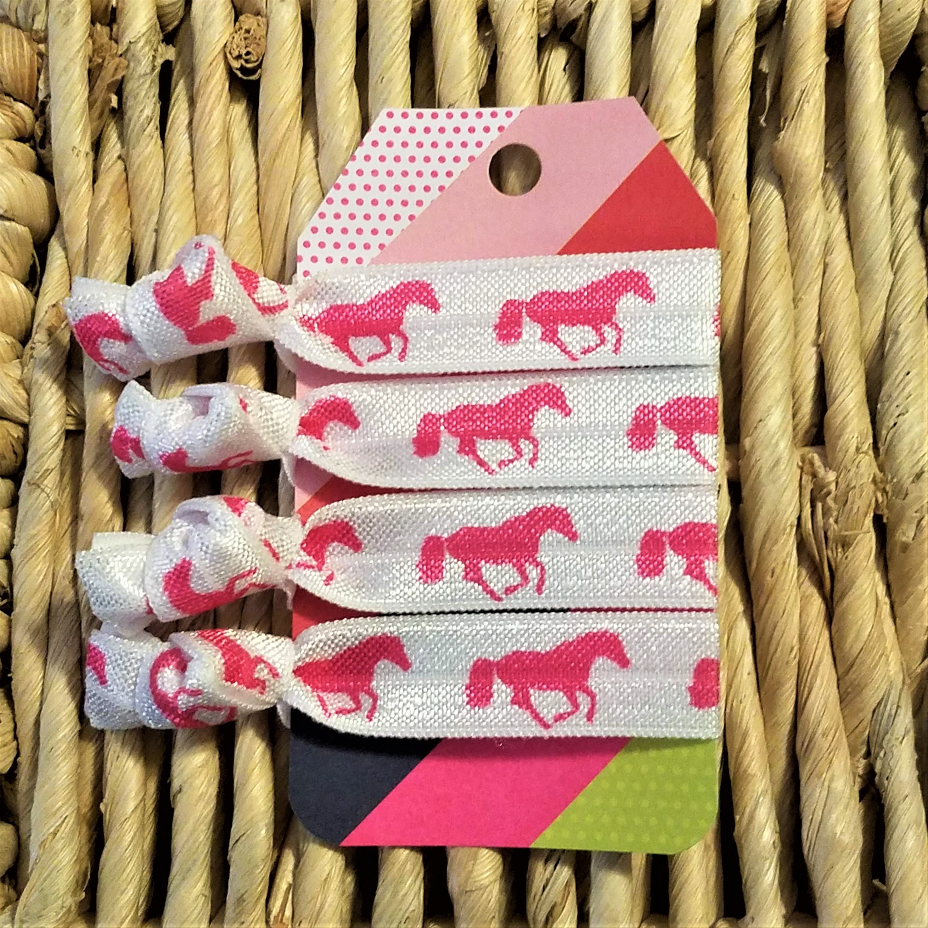 Pink Horse Hair Tie Set 4 Horse Print Hair Ties Pony Hair Etsy