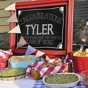 ANY Quote  CUSTOM Chalkboard Digital Sign Boy's Graduation Table Centerpiece BASEBALL or Poster Graduate Banner Class of 2017 Party Sign