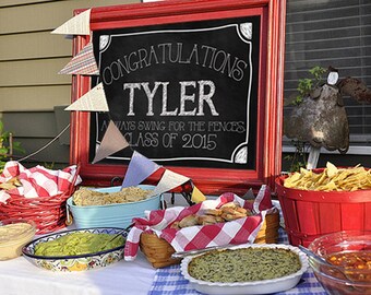 ANY Quote  CUSTOM Chalkboard Digital Sign Boy's Graduation Table Centerpiece BASEBALL or Poster Graduate Banner Class of 2017 Party Sign