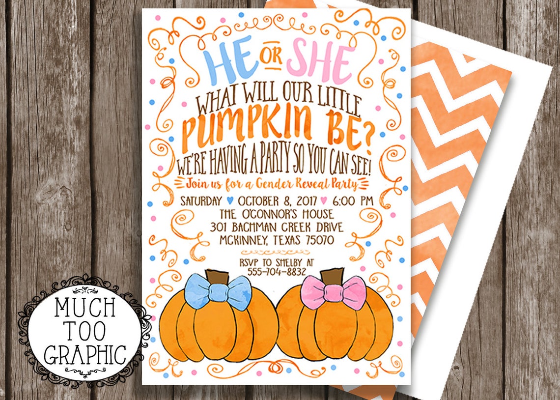 Fall Gender Reveal Party Invitation Pumpkins Shower Etsy