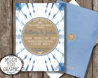 Boho Tie Dye Baby Shower - Bridal Shower - Watercolor Birthday Invitation Bachelorette Weekend Choose your color!