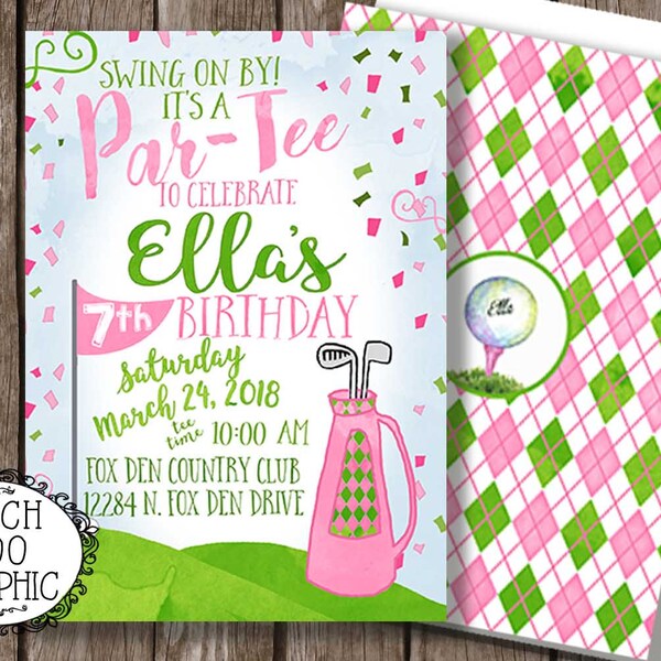 Golf Birthday Invitation - Miniature Golf Invitation - Girl's Golf - Birthday Invitation - Shower Invitation - Par-Tee Custom Invitation