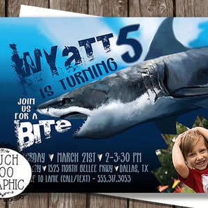 Scary Shark Birthday Invitation - Fintastic Birthday Invitation -  Swimming Party Invitation - Shark Week Birthday Party