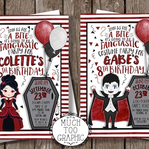 Boy&#39;s Costume Party Invitation - Vampire Birthday Party Invitation - Halloween Costume Party - Birthday Costume Party Invitation Fangtastic