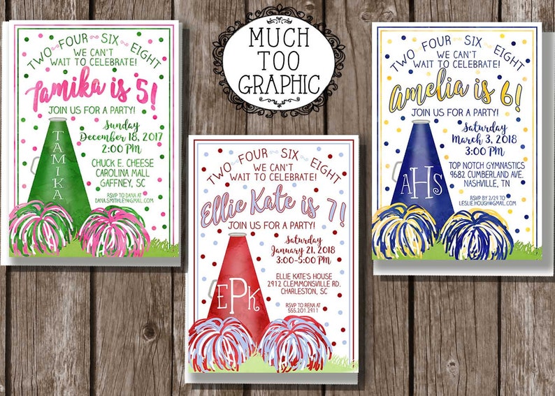Cheerleading Birthday Invitation Cheer Banquet Cheerleader Etsy