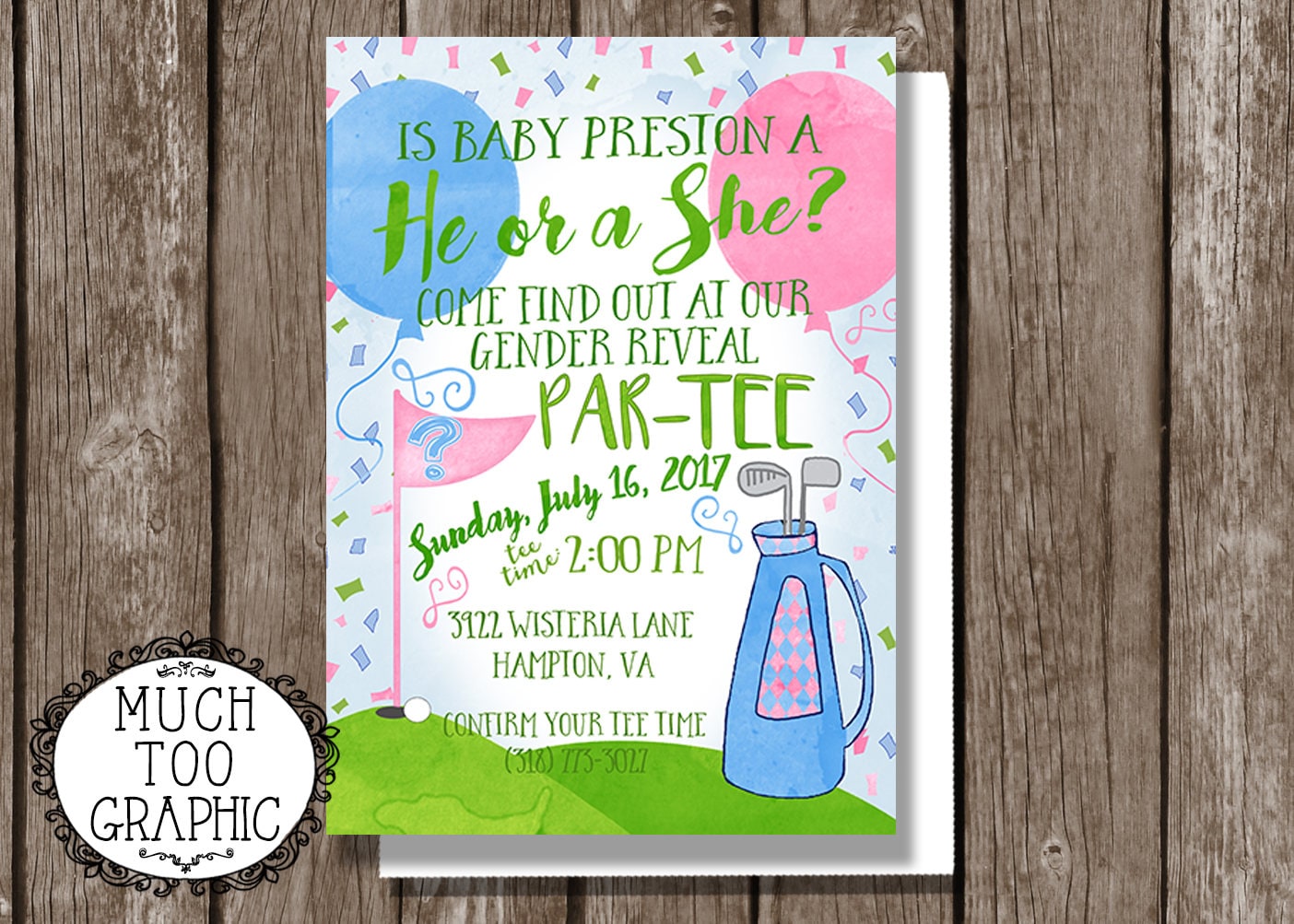 Golf Gender Reveal Party Invitation Golf Baby Shower Etsy