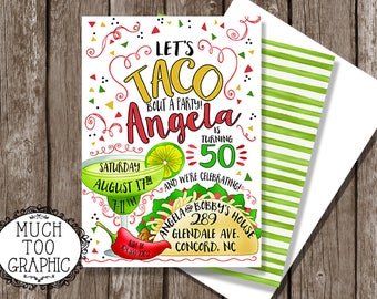 Fiesta Verjaardag Uitnodiging / Fiesta Paren Douche / Let's Fiesta Adult Party Invitation / Fiesta Bruidsdouche Uitnodiging / Taco 'Bout Love