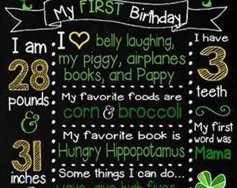 1st First Birthday LUCKY ONE St. Patrick's Day Chalkboard Sign Print  Boy's Leprechauns Shamrocks Twins  Green & Gold Pink Party Printables
