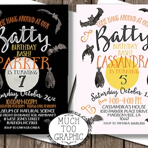 Bats Bat Halloween Birthday Invitation - Let&#39;s Get BATTY Halloween Party Invitation