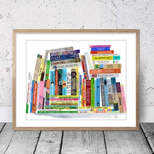 Library Books - Book Spine Art - K-5 Kids Books - Elementary Teacher Gift - Librarian - Bibliophile Gift