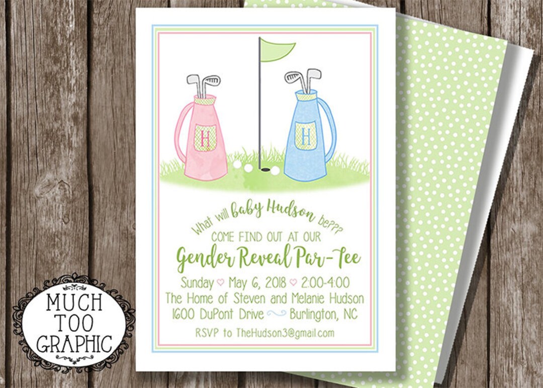 Golf Gender Reveal Partee Party Invitation Golf Twins Baby Golf Shower