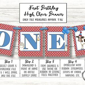 Cow Birthday Invitation Cows Invitation Red Blue Pink Gingham Party Invitations WATERCOLOR Custom 1st 2nd 3rd 4th Printable DIY image 8