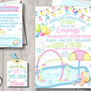 Splash Pad Party Geburtstagseinladung Splish Splash Birthday Basch - Wasserpark Badeparty Einladung - Sommerparty - DIGITAL oder PRINT