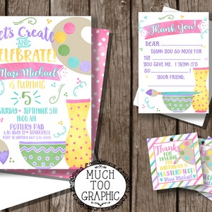 Pottery Birthday Invitation Ceramics Inviation Artist Art Creative Invitation Painting Birthday invitation - Paint - DIGITAL or PRINT