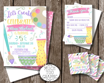 Pottery Birthday Invitation Ceramics Inviation Artist Art Creative Invitation Painting Birthday invitation - Paint - DIGITAL or PRINT