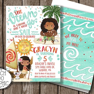 MOANA Geburtstagseinladung - The Ocean is Calling Invitation - Aquarell Benutzerdefinierte druckbare Einladungen