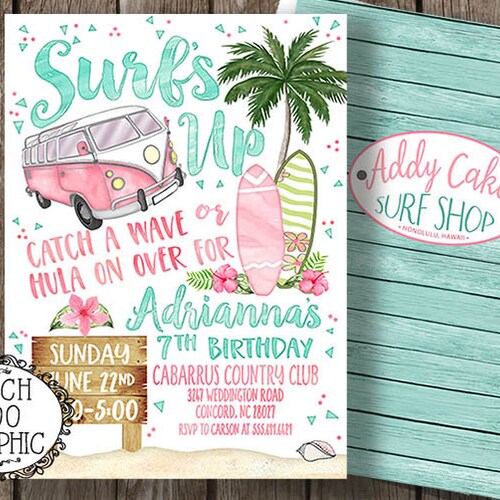 Surfing Birthday Invitation Surf's up Invitation | Etsy