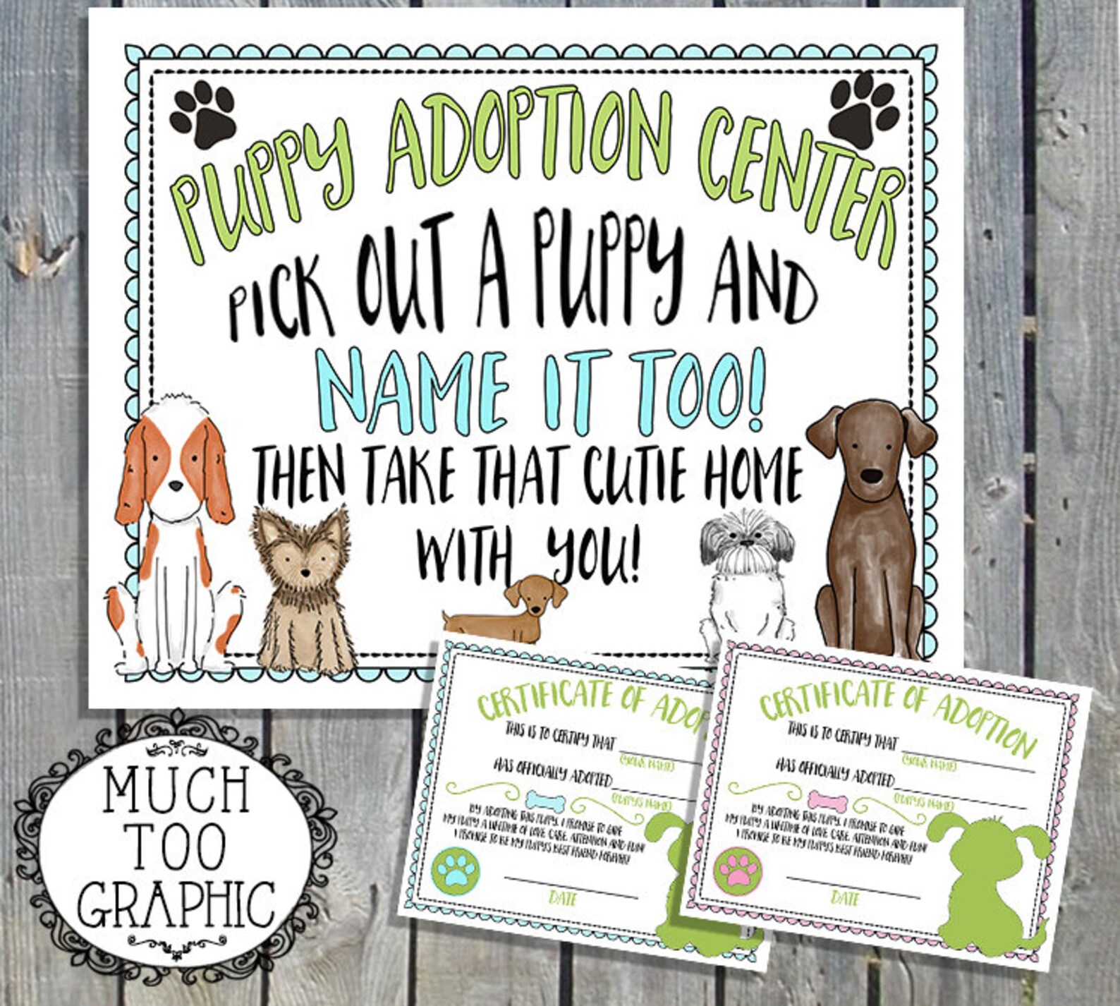 Puppy Adoption Center Sign - Dog Birthday Party Favors / Pound Puppies ...