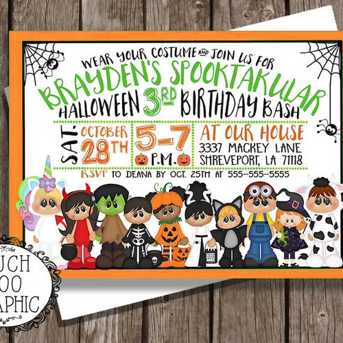 Costume Party Invitation Halloween Birthday Invitation - Etsy