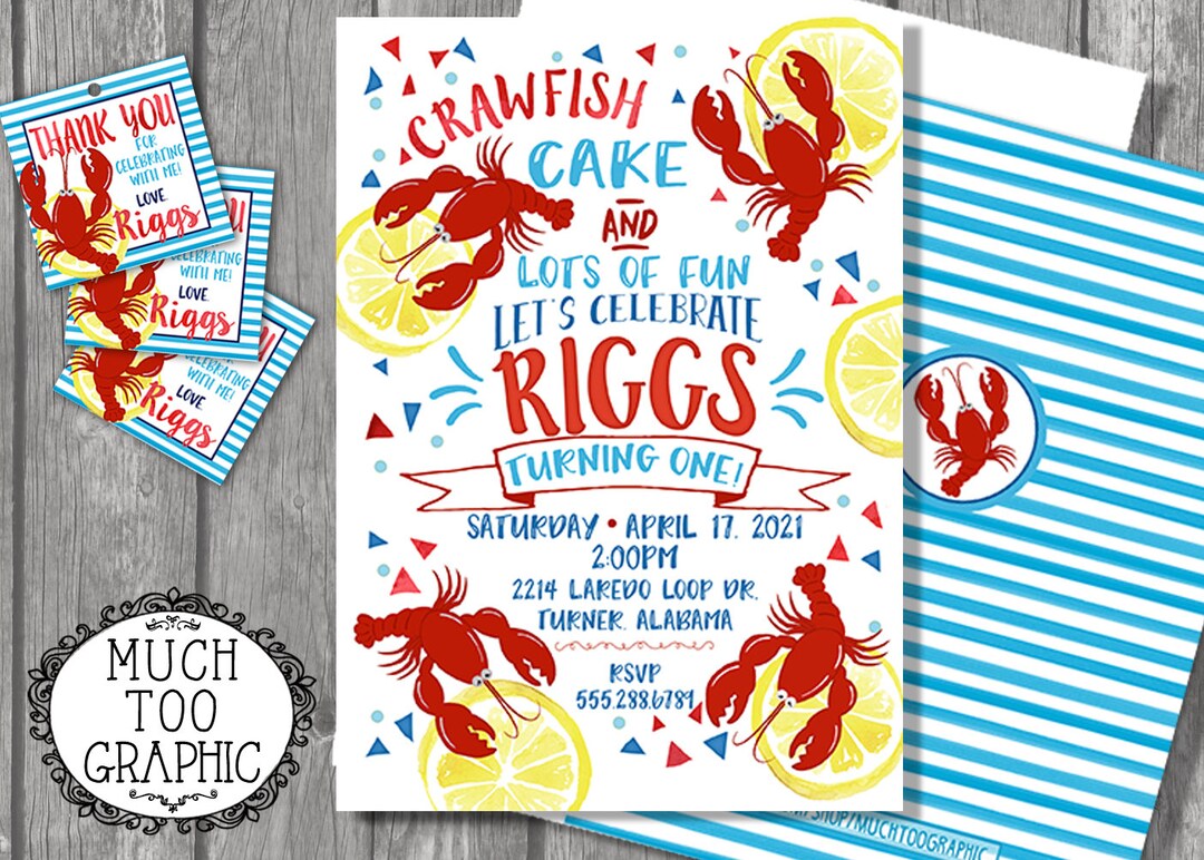 Crawfish BOIL First Birthday Invitation - Low Country Boil Birthday ...