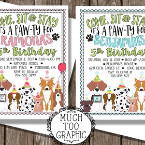Dog Birthday Party Boy or Girl / Dog PAW-ty / Puppy Party Invitation / Puppy Adoption Party / Puppy Birthday Party / Come - Sit - Stay