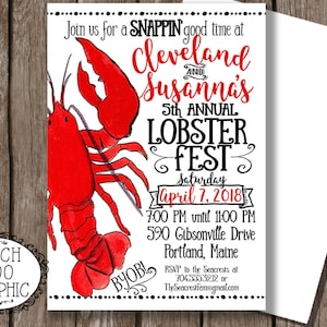 Lobster Fest Invitation - Lobster Back Invitation - Rehearsal Dinner LOW Country Crawfish Boil Invitation - Couples Shower Engagement Party