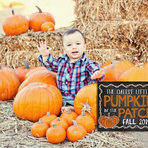 PUMPKIN PATCH Photo Prop Chalkboard Sign - Cutest Little Pumpkin in the Patch Instant Download