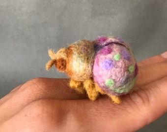 Polka dot Beetle, felted wool creation