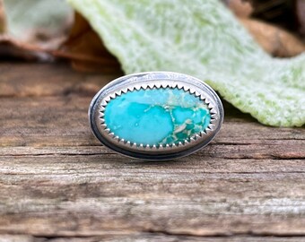 Turquoise ring/side set stone/turquoise jewelry/artisan made jewelry/modern bohemian/boho babe/handcrafted sterling silver ring/boho cowgirl