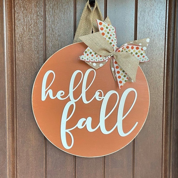 Hello Fall Sign, Fall Door Wreath, Autumn Wreath, Fall Door Decoration, Fall Door Hanger, Fall Decor, Hello Fall Wreath, Front Door Decor