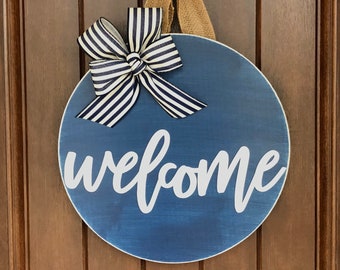 Welcome Door Sign Front Door Decor 22x15 Red Floral Door Etsy