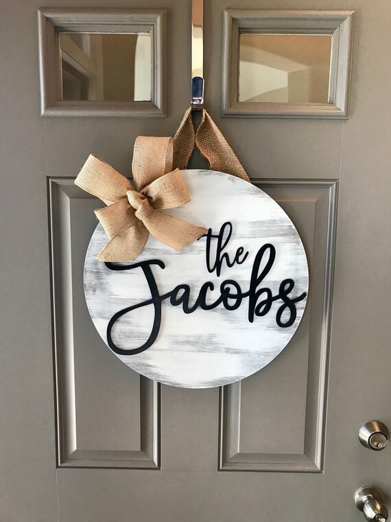 Personalized Door Hanger, Last Name Sign, Custom Name Door Sign, Front Door Decor, Last Name Door Hanger, Monogram Door Wreath from Etsy