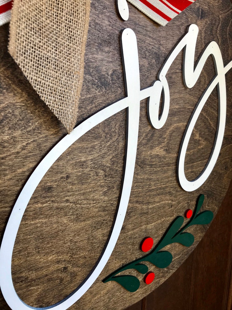 Joy Christmas Sign Joy Door Hanger Christmas Wreath Holiday  Etsy
