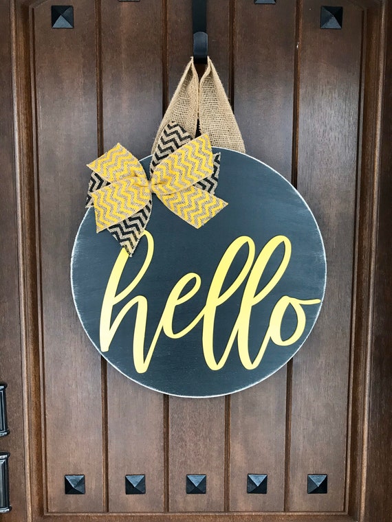 Black And Yellow Door Hanger Front Door Decor Summer Door Etsy