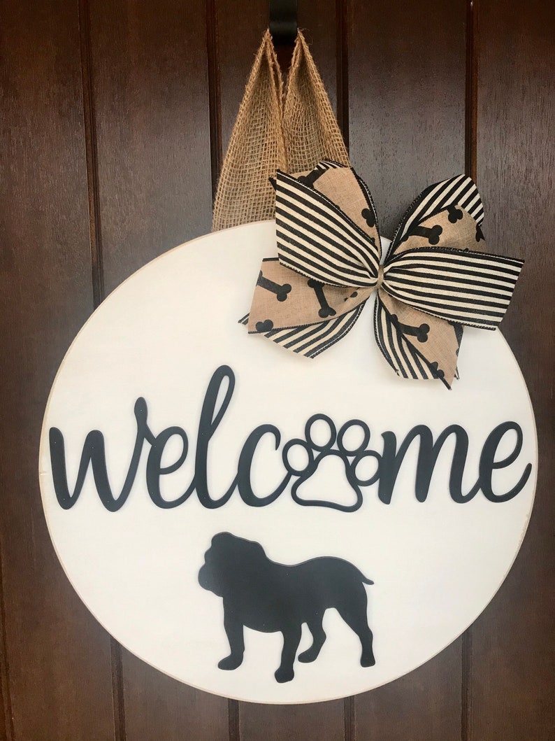 English Bulldog Door Hanger Bulldog Dog Door Sign Dog Door Etsy