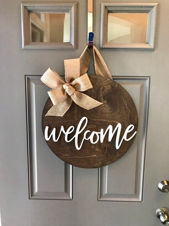 Door Hanger Welcome Sign Front Door Decor Year Round Etsy
