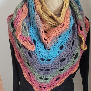 Crochet Virus Shawl/ Variegated Wrap