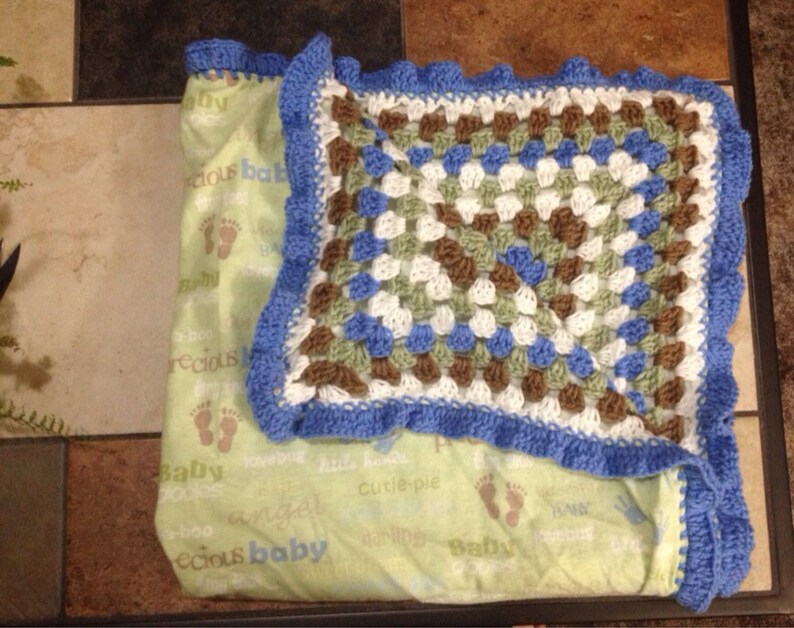 Double Sided Crochet and Flannel Baby Blanket Etsy