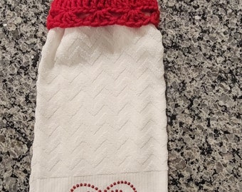 Crochet Topped Valentine's Day Towel