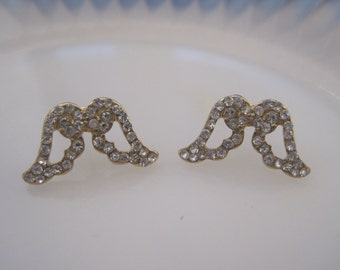 Gold Angel Wing Earrings - Stud Earrings - Rhinestone Angel Wing Earrings - Angel Earrings - Angel Jewelry