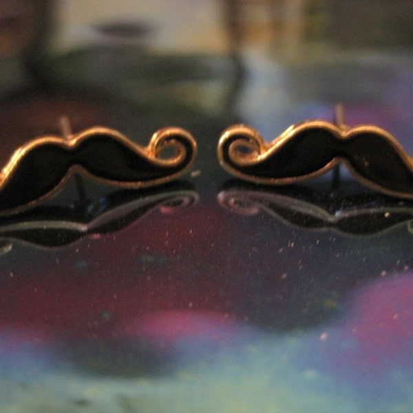 Boucles d'oreilles moustache noire - Puces d'oreilles - Boucles d'oreilles moustache - Bijoux moustache - Boucles d'oreilles Stache - Bijoux tendance - Boucles d'oreilles tendance