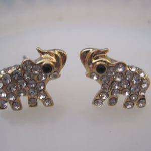Gold Elephant earrings - Stud Earrings - Rhinestone Tiny Elephant Earrings - Elephant Earrings - Elephant Jewelry - Animal Jewelry