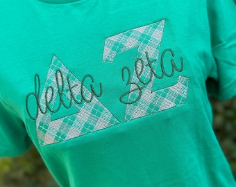 Camiseta de cuadros vichy griegos - Bordada