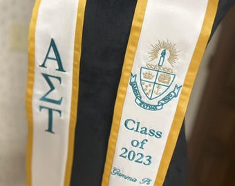 Alpha Sigma Tau Graduation Stole – Custom Embroidered Sorority Stole