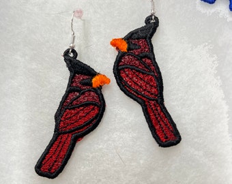 Pendientes de encaje de pájaro