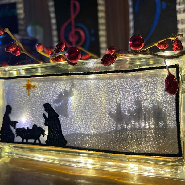 Nativity Shadow Glass Block