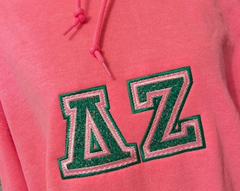 Sudadera con capucha y letras de hermandad bordadas